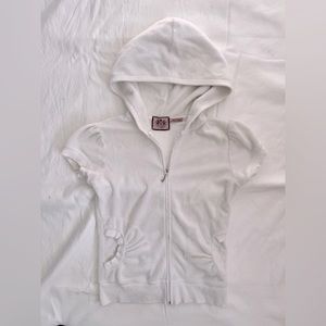 JUICY COUTURE SHORT SLEEVE HOODIE “TERRY” TRACK JACKET-WHT (SIZE PETITE)